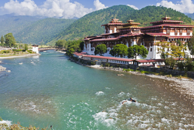 Punakha Dzong, at the confluence of two rivers, was the venue of the Fifth King of Bhutans Royal Wedding.